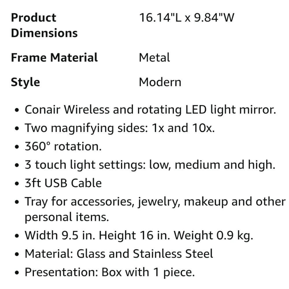 Conair Satin Nickel Vanity Mirror with LED Light
